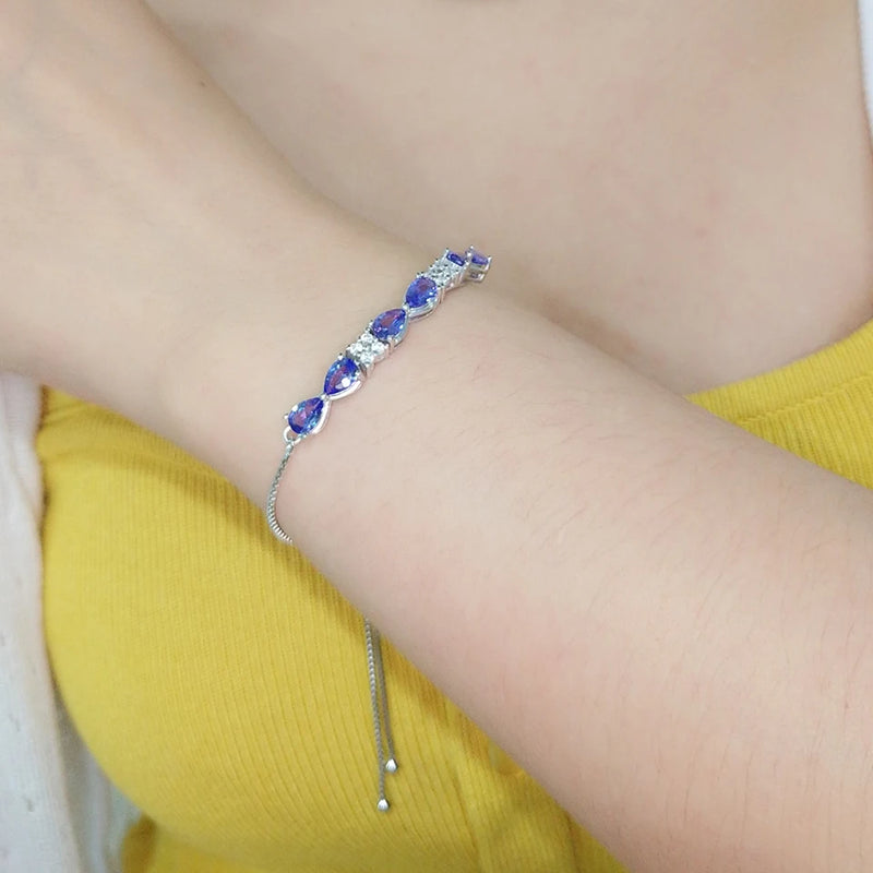 925 Sterling Silver Tanzanite Tennis Bracelet for Women