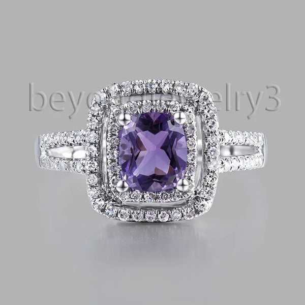 14kt White Gold Amethyst Engagement Ring For Women