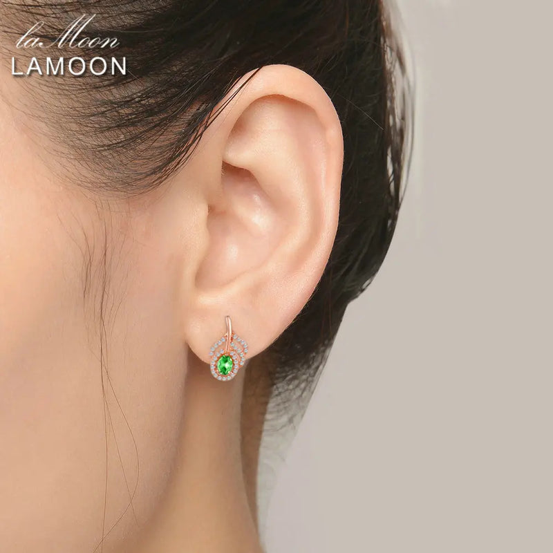 925 Sterling Silver Peridot Leaf Earrings for Women