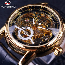 Gold Classic Hollow Engraved Skeleton Automatic Watch for Men