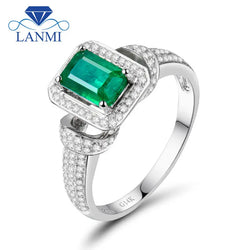 14k White Gold 1.25ct Emerald and Diamond Wedding Ring for Women