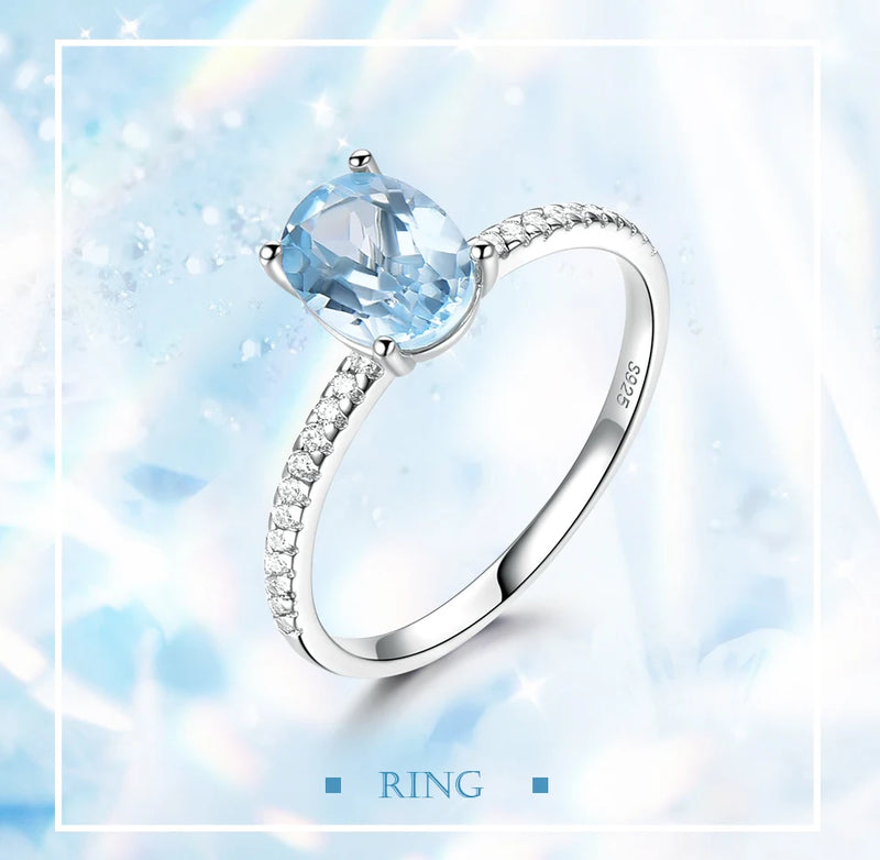 Sterling Silver Sky Blue Topaz Solitaire Ring for Women