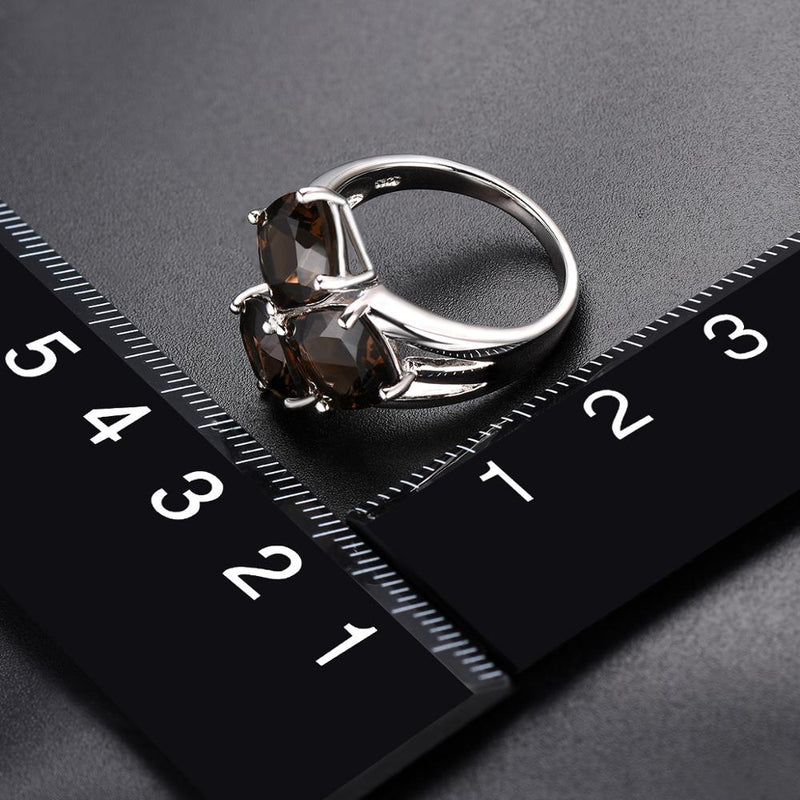 Sterling Silver 6.39ct Smoky Quartz Wedding Band for Women