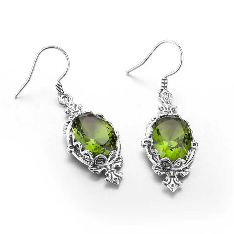 Sterling Silver Peridot Oval Earrings