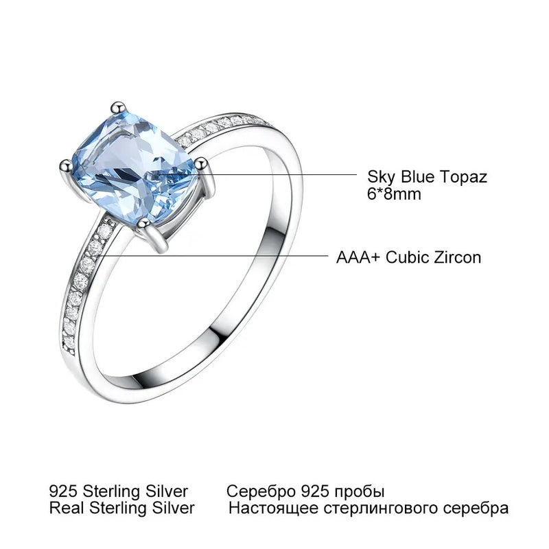 925 Sterling Silver Sky Blue Topaz Solitaire Ring for Women