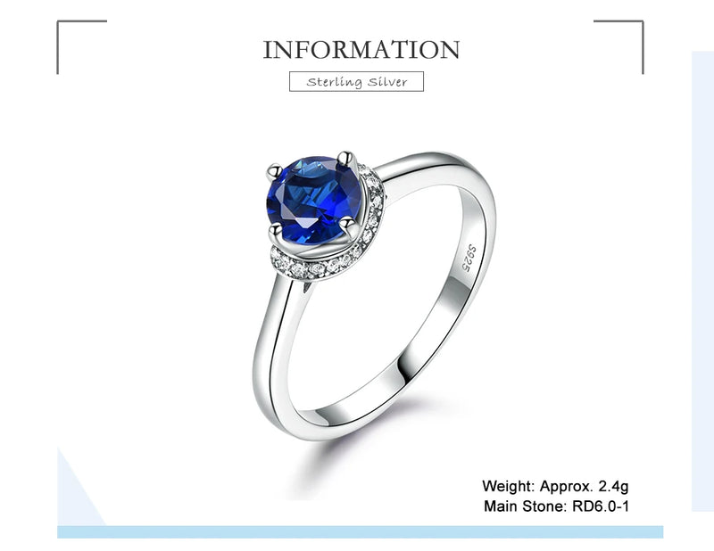 925 Sterling Silver Blue Sapphire Halo Ring for Women