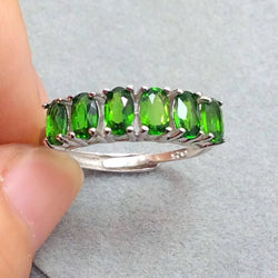 Sterling Silver Natural Diopside Ring for Women