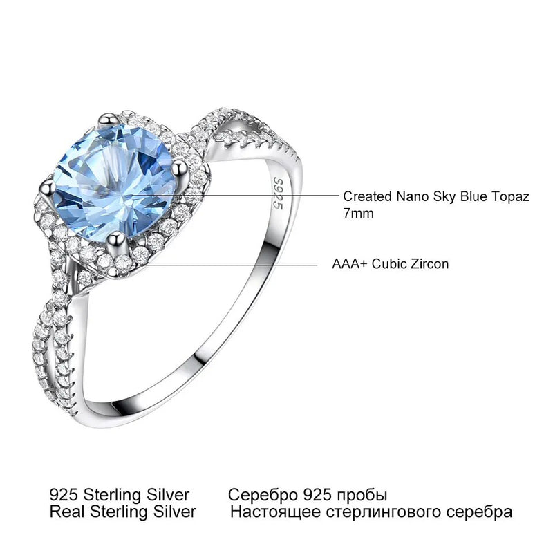 925 Sterling Silver Sky Blue Topaz Ring for Women