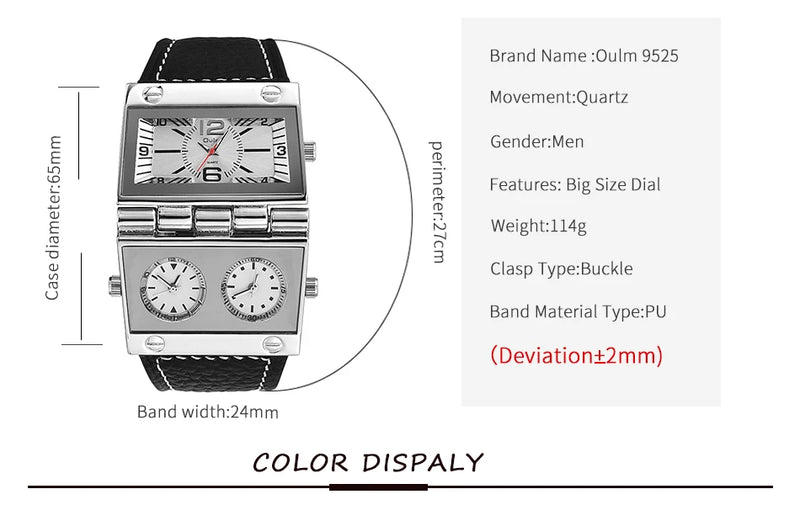 Dual Display Sports Watch with Leather Band - Large Size for Men's Outdoor Fashion