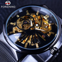 Stainless Steel Fashion Waterproof Mechanical Skeleton Watch for Unisex