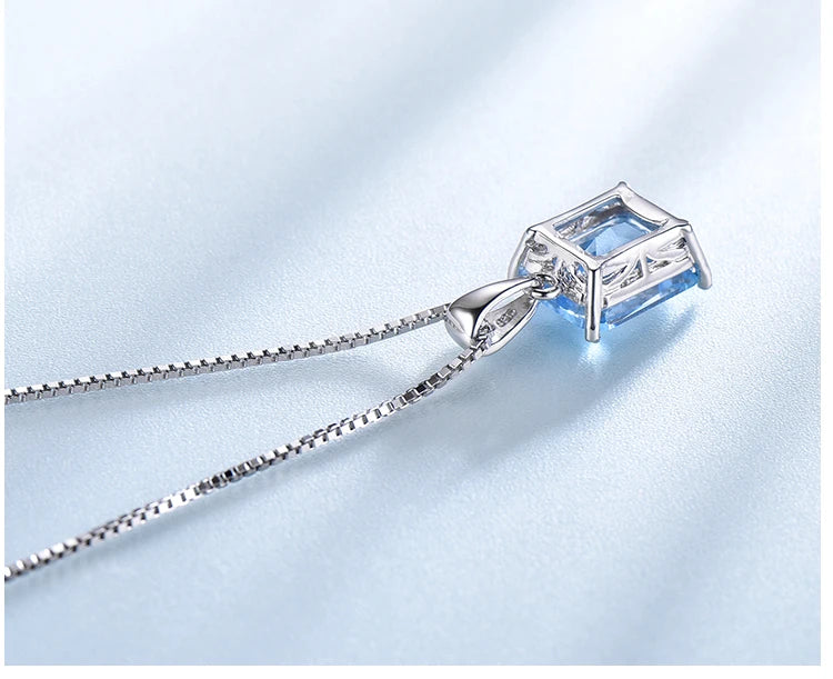 sterling silver nano blue topaz pendant necklace for women