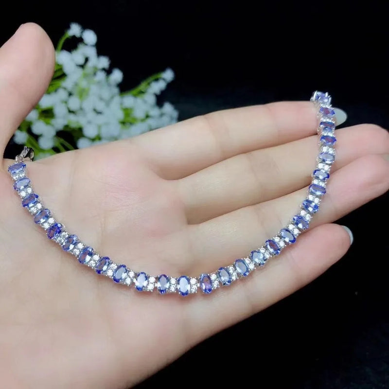 925 Silver Tanzanite Bracelet, 3mm x 5mm, for Women