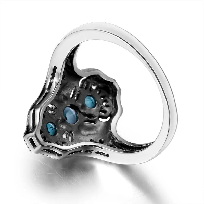 925 Sterling Silver Aquamarine Turkish Ring for Women