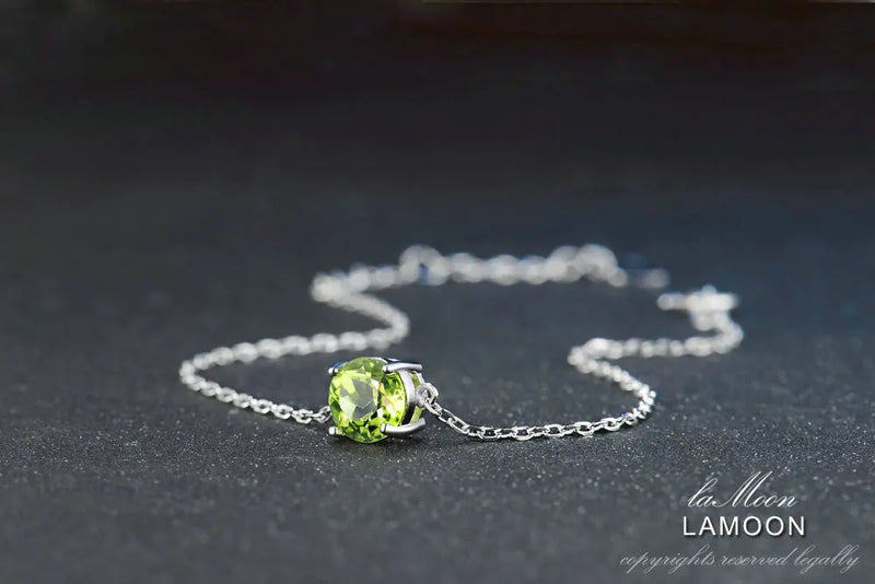 925 Sterling Silver Natural Peridot Charm Bracelet for Women