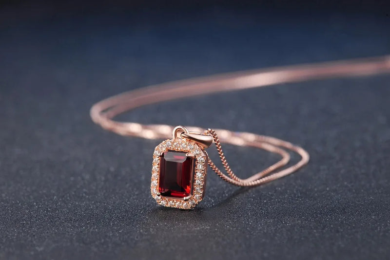 Sterling Silver 925 Garnet Gemstone Rose Gold Plated Jewelry Set For Women