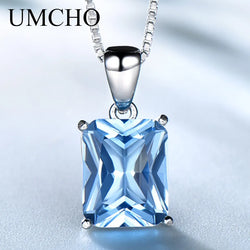 sterling silver nano blue topaz pendant necklace for women