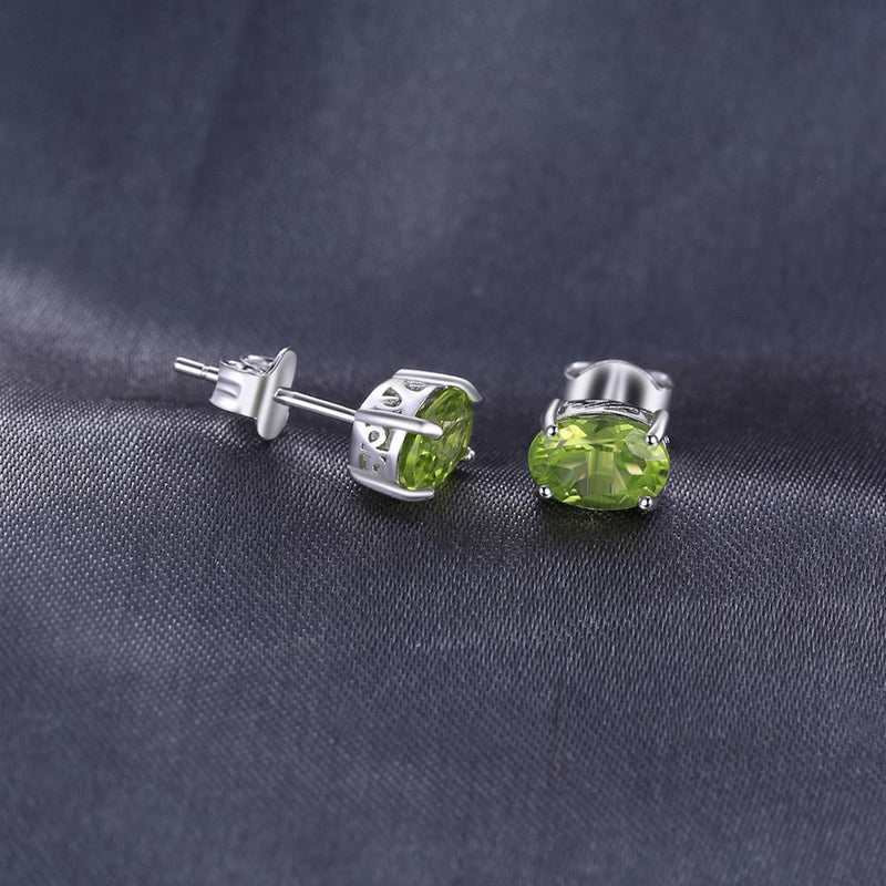 925 Sterling Silver Green Peridot Stud Earrings for Women