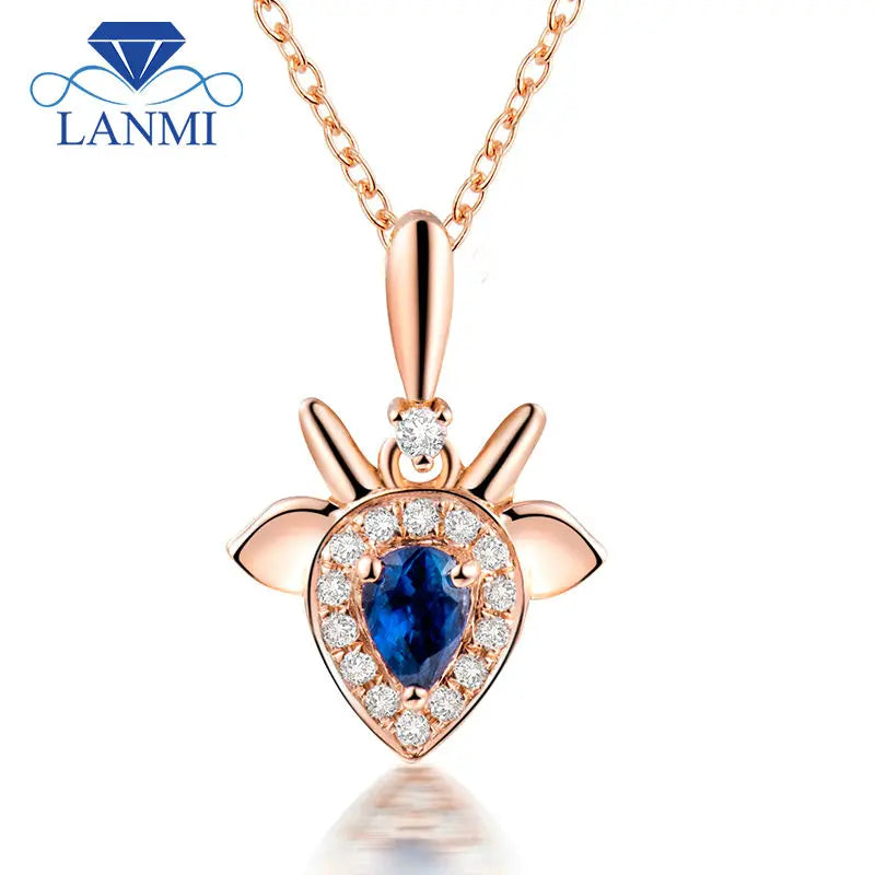 18K Rose Gold Sapphire Pendant for Women