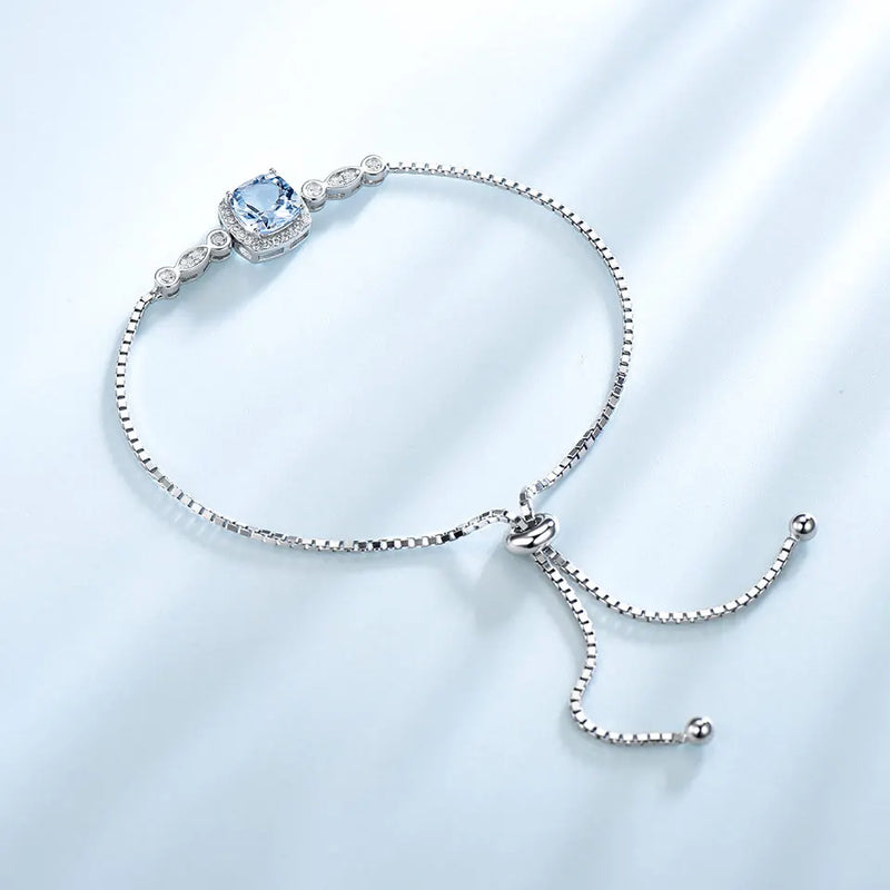 925 Sterling Silver Aquamarine Bracelets for Women