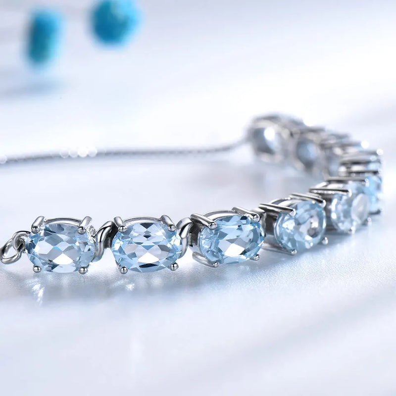 925 Sterling Silver Sky Blue Topaz Bracelet for Women