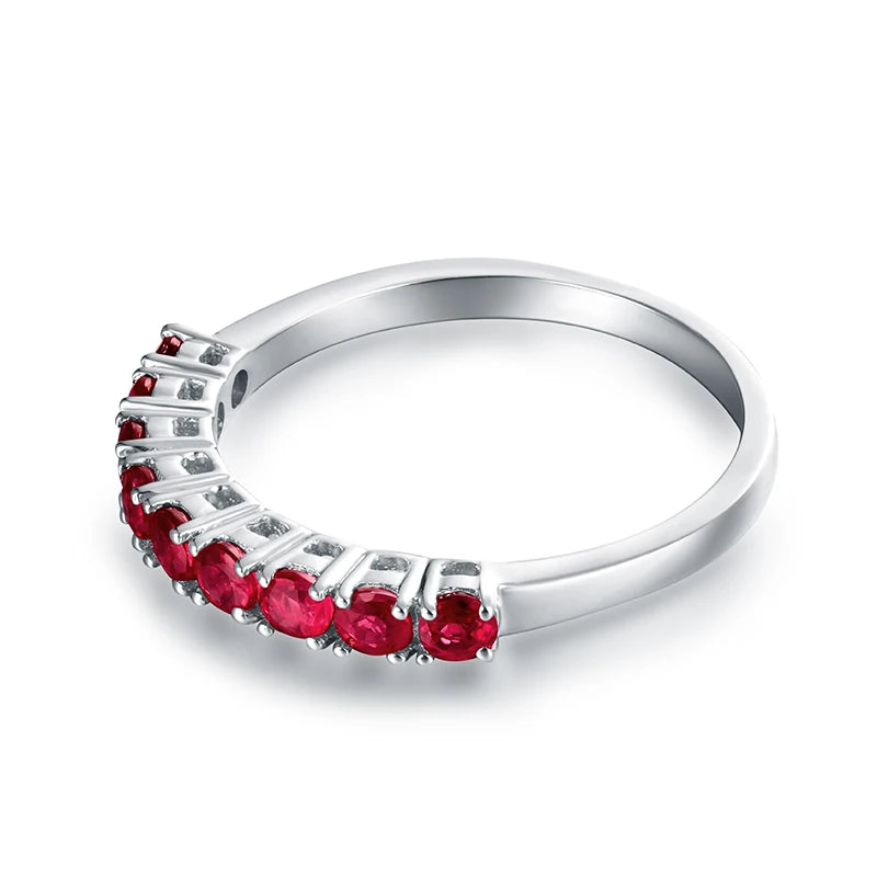 18k White Gold Oval Natural Ruby Diamond Ring for Women