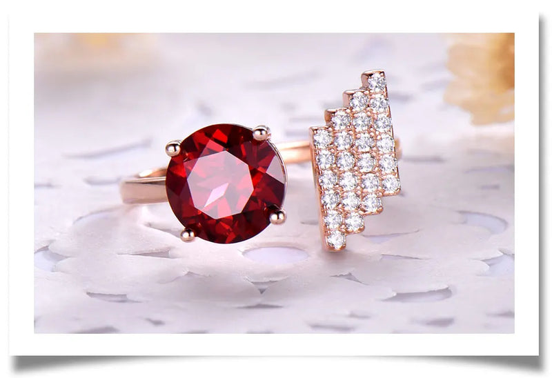 925 Sterling Silver Garnet Ring for Women