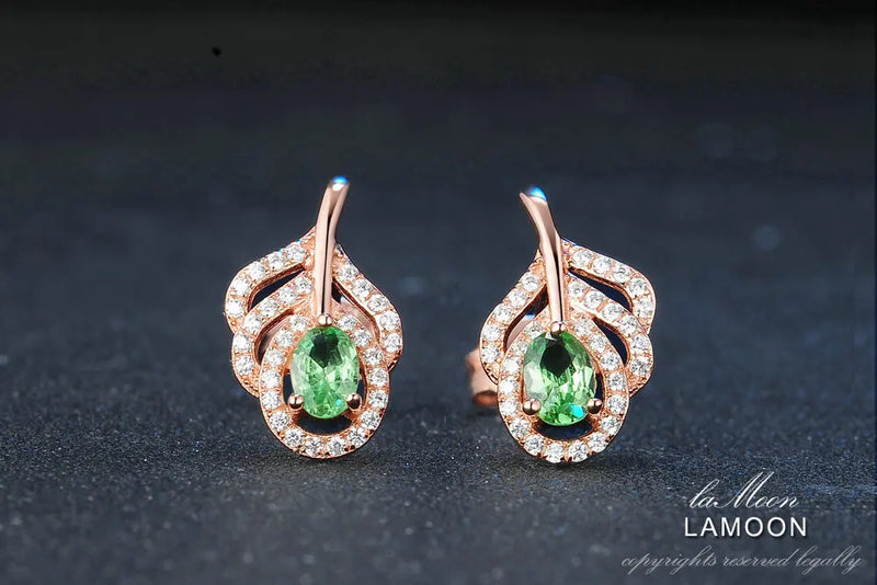 925 Sterling Silver Peridot Leaf Earrings for Women