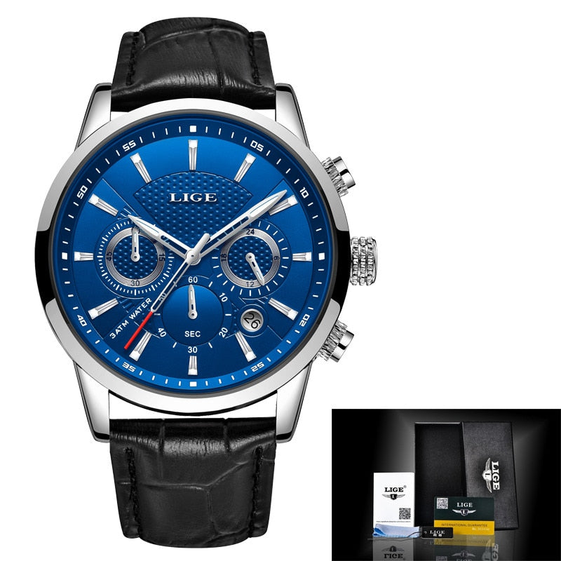 Stainless Steel Quartz Multifunction Watch for Men