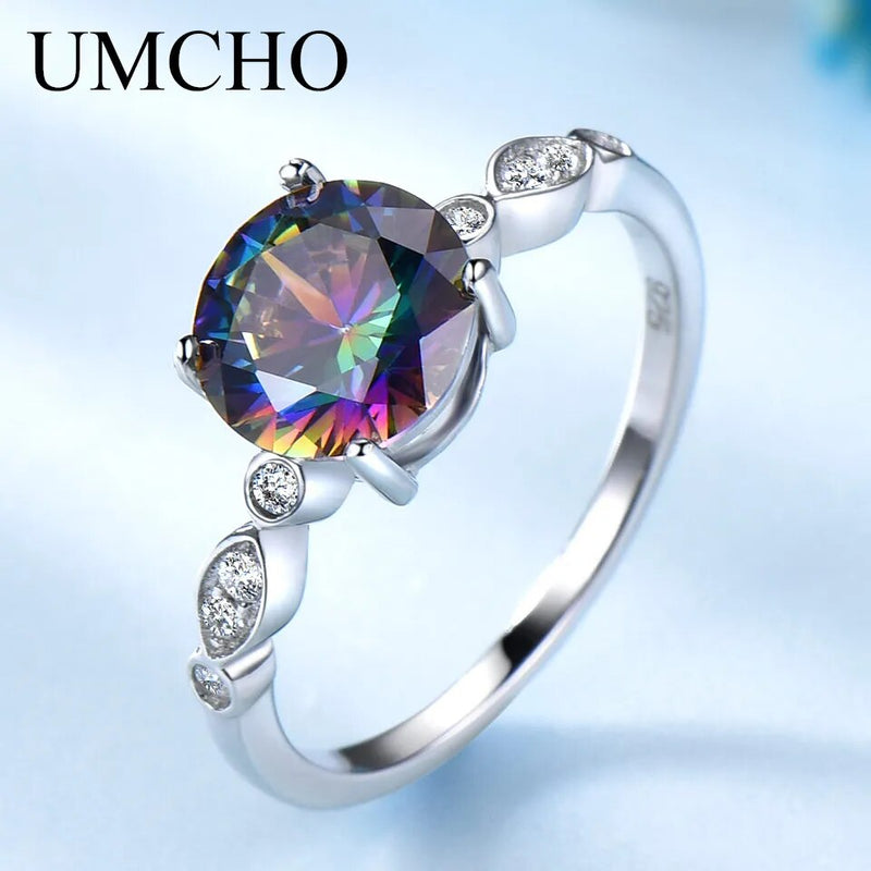 Sterling Silver Mystic Topaz Engagement Ring for Women