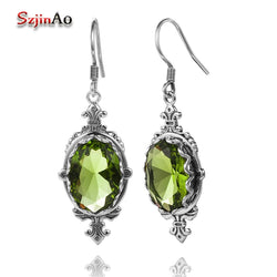 Sterling Silver Peridot Oval Earrings