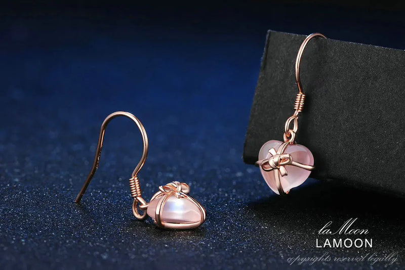 925 Sterling Silver Rose Gold Vermeil Rose Quartz Jewelry Set For Women