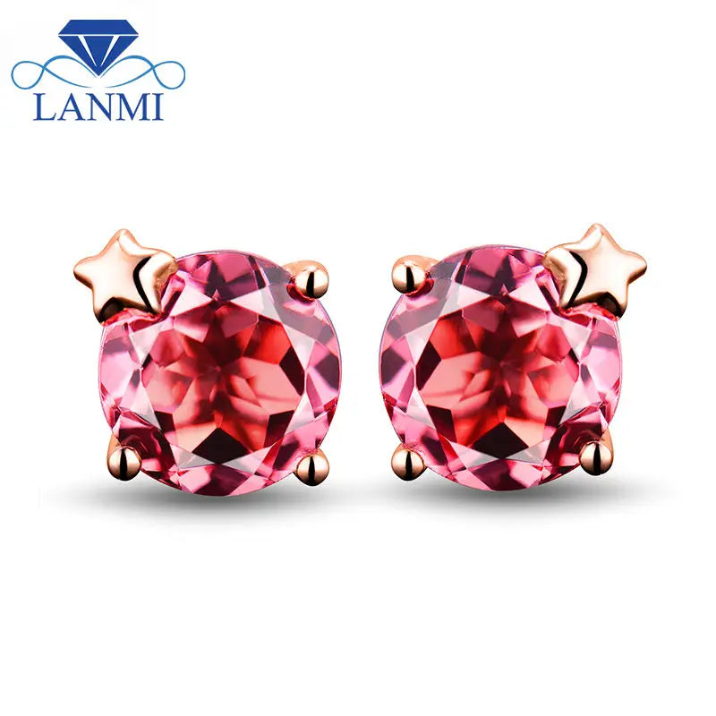 18K Rose Gold Natural Tourmaline Earrings Stud Earrings, 0.60ctw Women's