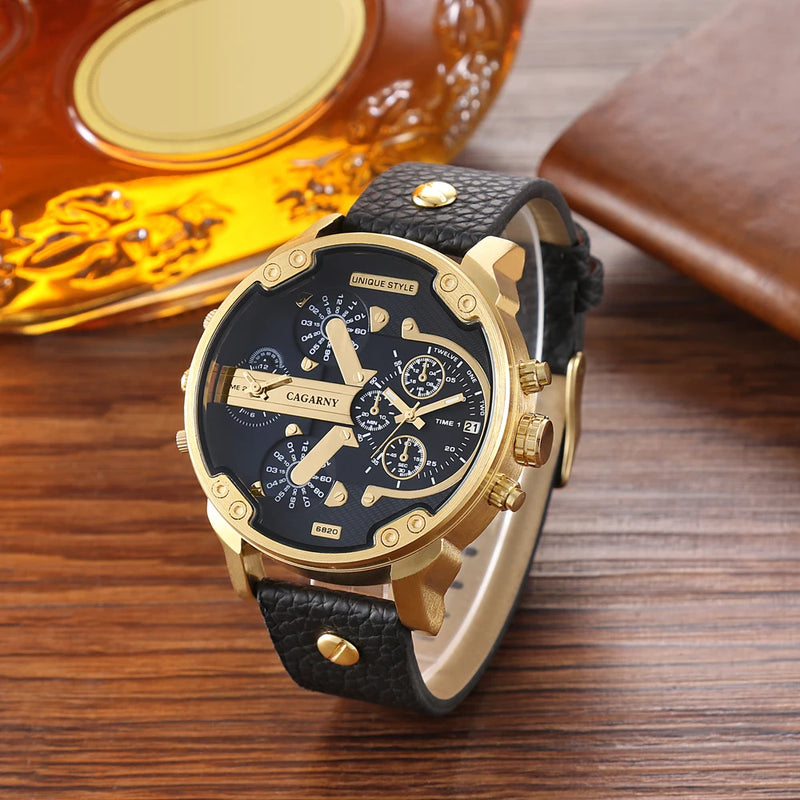 Stainless Steel Leather Quartz Watch for Men