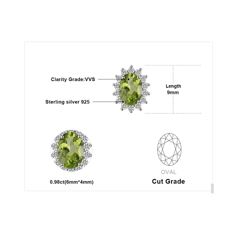 Sterling Silver Peridot Halo Stud Earrings for Woman