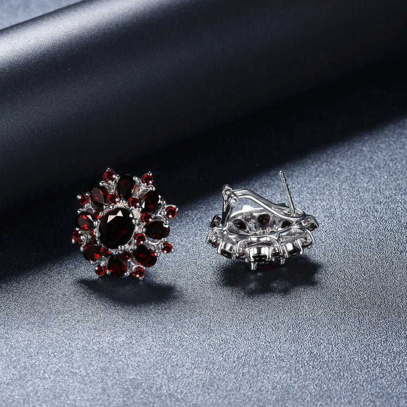 925 Sterling Silver Garnet Earrings 15ctw for Women