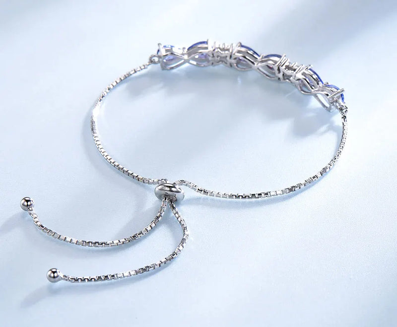 925 Sterling Silver Tanzanite Tennis Bracelet for Women