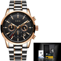 Stainless Steel Quartz Multifunction Watch for Men