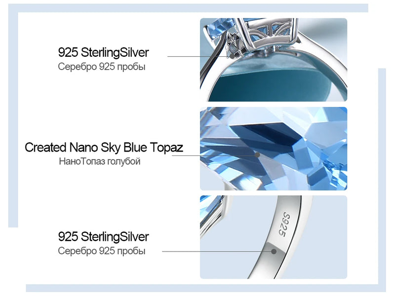 925 Sterling Silver Sky Blue Topaz Wedding Jewelry Set for Women