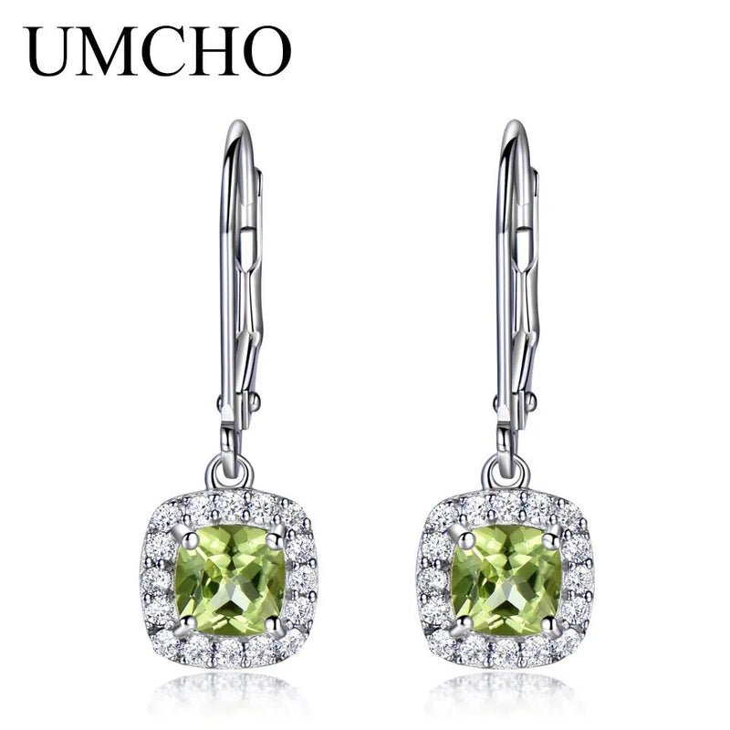 925 Sterling Silver Peridot Earrings for Women