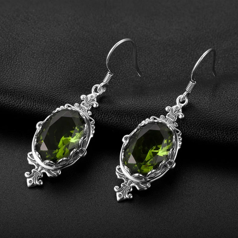 Sterling Silver Peridot Oval Earrings