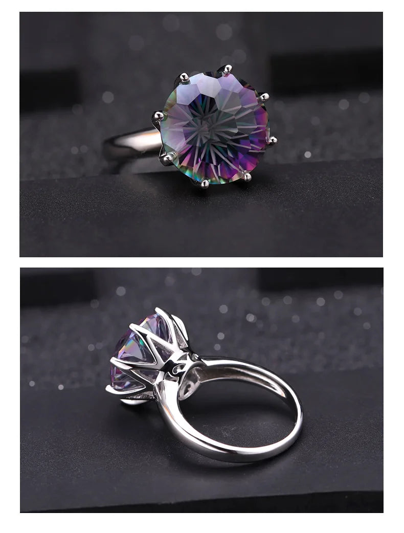 Sterling Silver Mystic Quartz Ring, Rainbow For Women