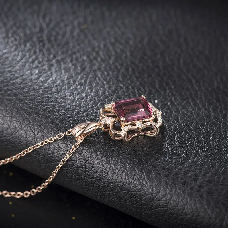 18kt Rose Gold Pink Tourmaline Pendant for Girl