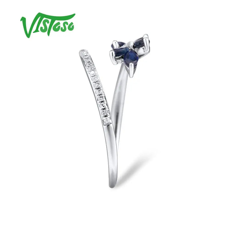 14K White Gold Diamond and Sapphire Emerald Ring for Lady