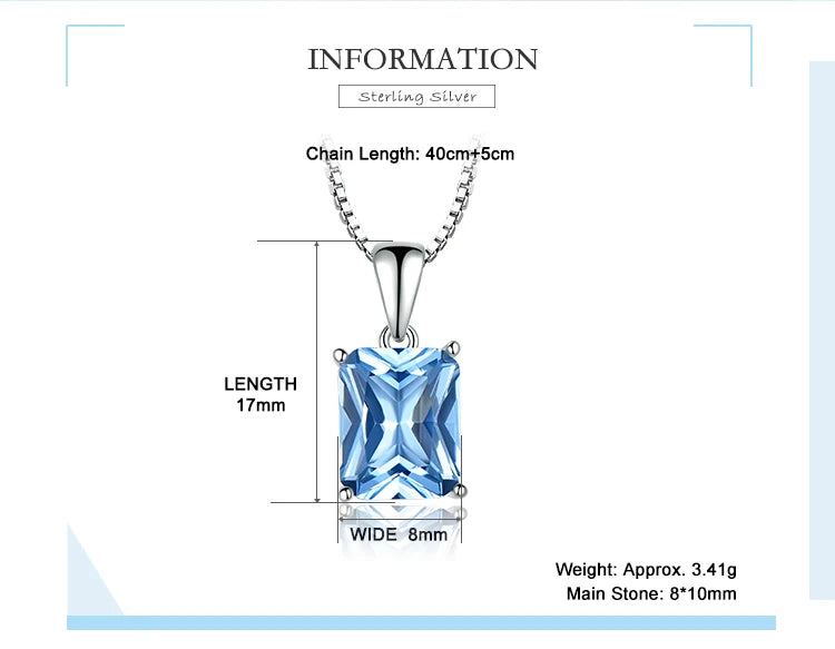 sterling silver nano blue topaz pendant necklace for women