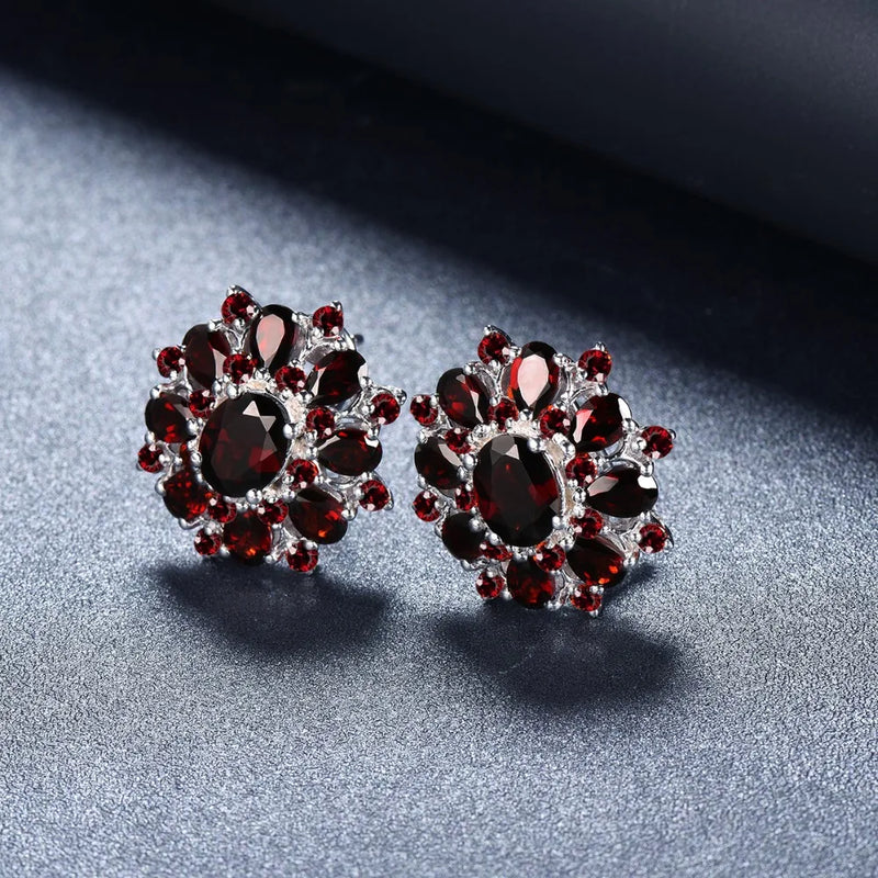 925 Sterling Silver Garnet Earrings 15ctw for Women