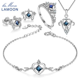 925 Sterling Silver Blue Sapphire Jewelry Set for Women