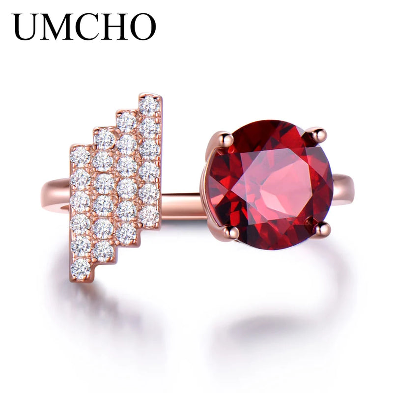 925 Sterling Silver Garnet Ring for Women