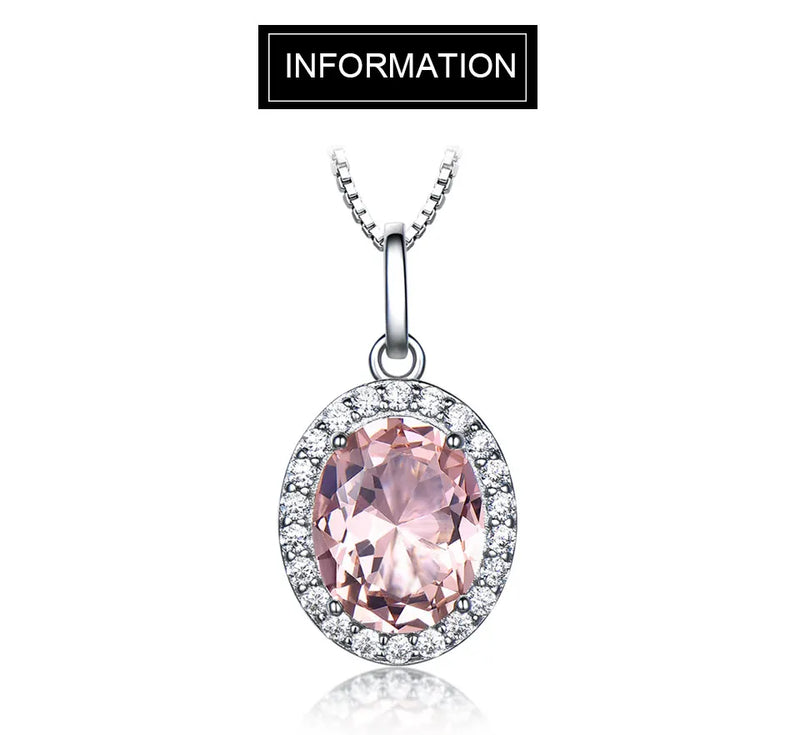 925 Sterling Silver Pink Sapphire Morganite Pendant for Women