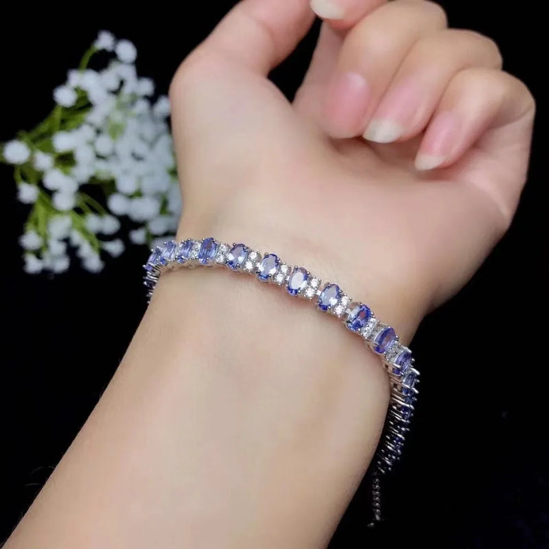 925 Silver Tanzanite Bracelet, 3mm x 5mm, for Women