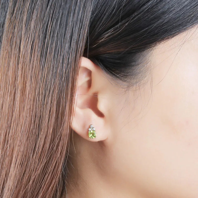 925 Sterling Silver Peridot Stud Earrings for Women